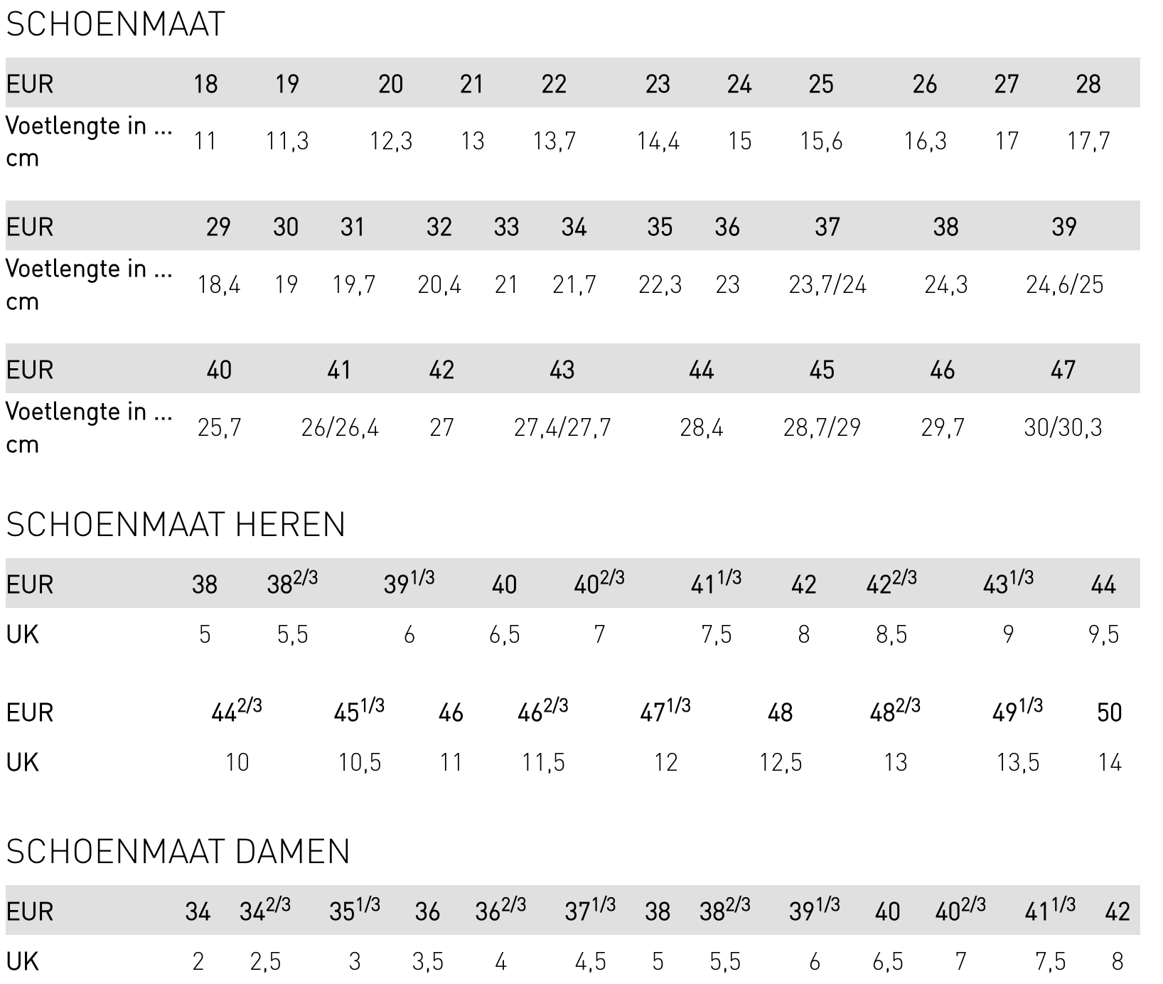 Maattabel Puma Kopen? | Groot aanbod bij Lecot.shop